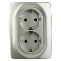 Розетка 2X2P+E Schuko, 16A-250В, Эра12, перламутр, 12-2106-15