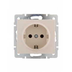Розетка RAIN с заземлением керамика крем механизм Розетка RAIN с заземлением керамика крем механизм
