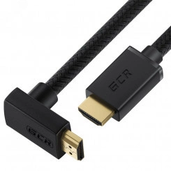 Кабель HDMI 2.0, Ultra HD 19М на 19М, 2 м., верхний угол, черный нейлон