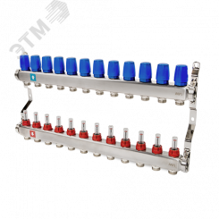 Коллекторная группа с расходомерами 1' х 12 выходов 3/4' НР евроконус