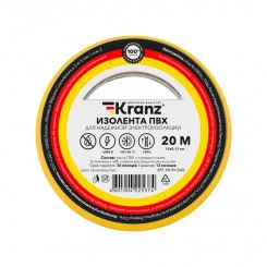 Изолента ПВХ KRANZ 0.13х15 мм, 20 м, желтая 10шт