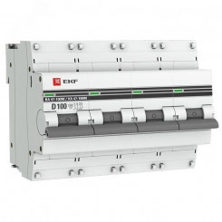 Автоматический выключатель 4P 100А (D) 10kA ВА 47-100M с электромагнитным расцепителем PROxima Автоматический выключатель 4P 100А (D) 10kA ВА 47-100M с электромагнитным расцепителем PROxima