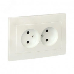 Валенсия лицевая панель розетка 2-местной б/з 10А жемчуг с защ. штор. Валенсия лицевая панель розетка 2-местной б/з 10А жемчуг с защ. штор.