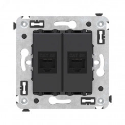 Avanti Компьютерная розетка RJ-45 без шторки в стену кат.5е двойная Черный матовый Avanti Компьютерная розетка RJ-45 без шторки в стену кат.5е двойная Черный матовый