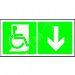 Знак безопасности BL-3517.E70''Указ. двери эвакуац. выхода (прав.) для МГН'' Знак безопасности BL-3517.E70''Указ. двери эвакуац. выхода (прав.) для МГН''